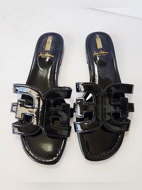 Sam Edelman Black Patent Slide Mules Sz 10